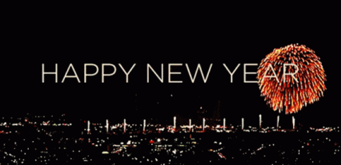 Happy New Year Greeting With Fireworks GIF