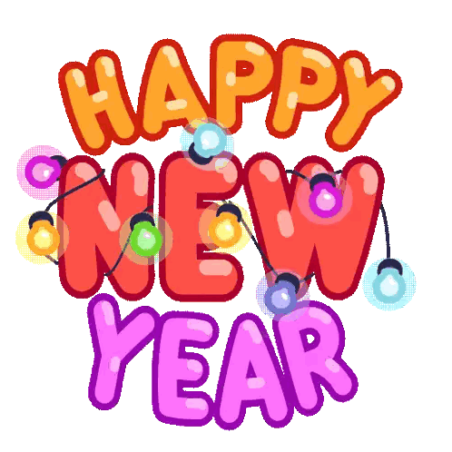 Happy New Year Lights Sign Sticker