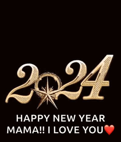 Happy New Year Mama I Love You Greeting Card With Fireworks GIF