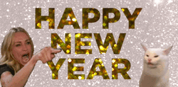 Happy New Year Meme Crying Women And Cat GIF