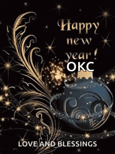 Happy New Year OKC Love And Blessings Greeting Card GIF