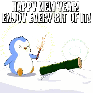 Happy New Year Penguin Champagne Sticker