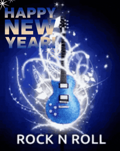 Happy New Year Rock N Roll Greeting Card GIF