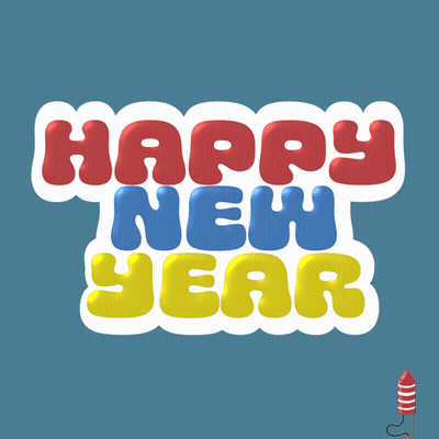 Happy New Year Sign With Frogs GIF