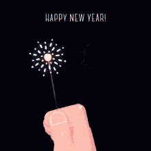 Happy New Years Eve Animated Hand Sparkling Stick GIF