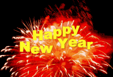 Happy New Years Eve Red Fireworks Light GIF