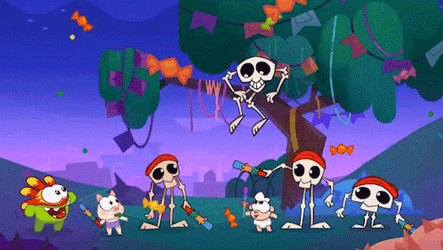 Happy November 1St Skeletons Celebrating Om Nom GIF