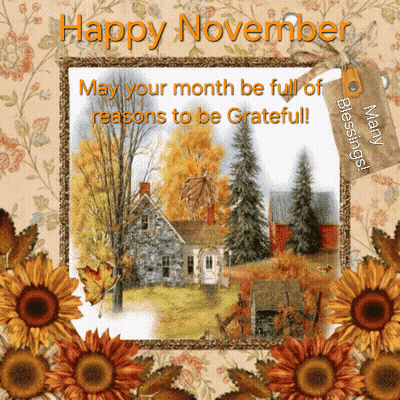 Happy November Greeting Card With House GIF
