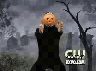 Happy October Poster With Pumpkins And Full Moon GIF