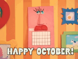 Happy October Talking Calendar GIF