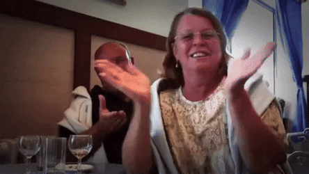 Happy Old Couple Singing And Clapping GIF