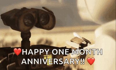 Happy One Month Anniversary Robot Card GIF