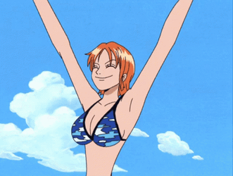 Happy One Piece Nami Hands Up GIF