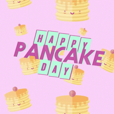 Happy Pancake Day Pink Background GIF