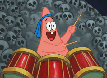 Happy Patrick Star Playing Drum GIF