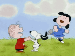 Happy Peanuts Snoopy Linus Van Pelt And Lucy Van Pelt Dancing  GIF