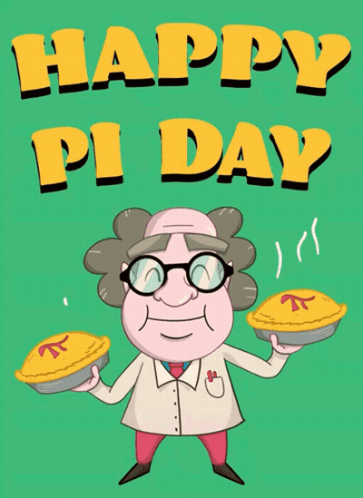 Happy Pi Day Cartoon Character Card GIF