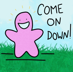 Happy Pink Figure Come On Invite GIF