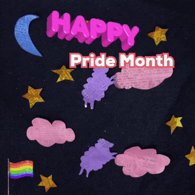 Happy Pride Month Poster With Moon And Stars GIF