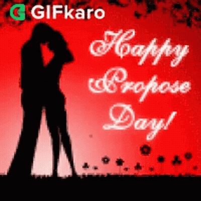 Happy Propose Day Greeting Card Silhouette Kissing GIF
