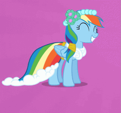 Happy Rainbow Dash Wearing Dress GIF