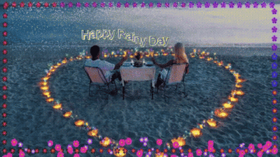 Happy Rainy Day Couple Sitting At Table In Water GIF