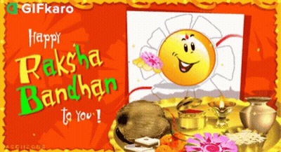 Happy Raksha Bandhan Card With Smiley Face GIF