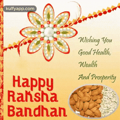 Happy Raksha Bandhan Greeting Card With Flower And Bowl Of Nuts GIF