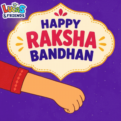 Happy Raksha Bandhan Sign With Cartoon Hand GIF