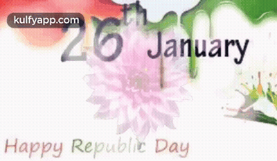 Happy Republic Day Greeting Card With Pink Flower GIF