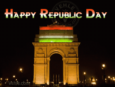 Happy Republic Day Sign With Building GIF