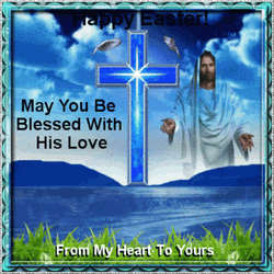 Happy Resurrection Day Jesus Blue Cross  GIF