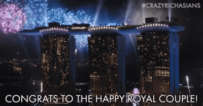 Happy Royal Couple With Fireworks GIF