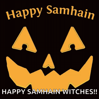 Happy Samhain Witches Poster With Pumpkin Face GIF