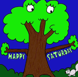 Happy Saturday Animated Flashing Tree GIF