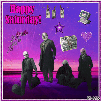 Happy Saturday Greeting Card Purple Background GIF
