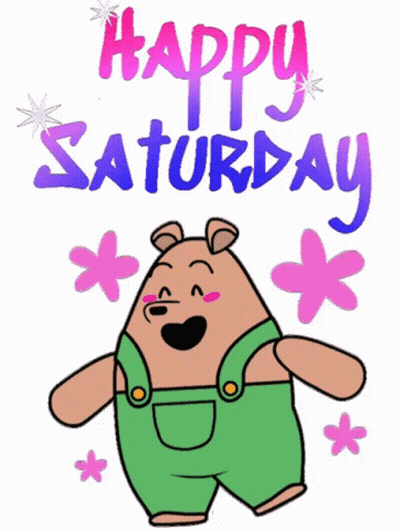 Happy Saturday Greeting Card With Cartoon Character GIF