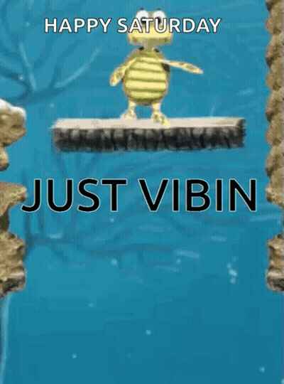 Happy Saturday Just Vibin Turtle Greeting Card GIF