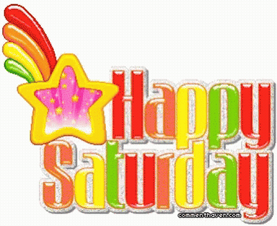 Happy Saturday Sign With Star And Rainbows GIF