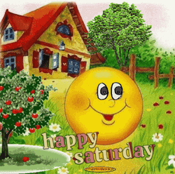 Happy Saturday Smiley In Garden GIF