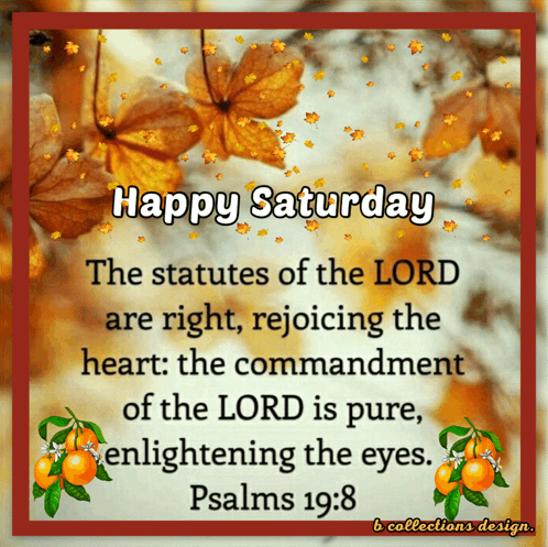 Happy Saturday The Statutes Of The Lord Are Right Rejoicing The Heart The Commandment Of The Lord Is Pure Enlightening T GIF