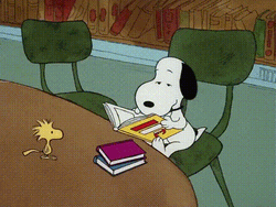 Happy Snoopy Reading On His Birthday GIF