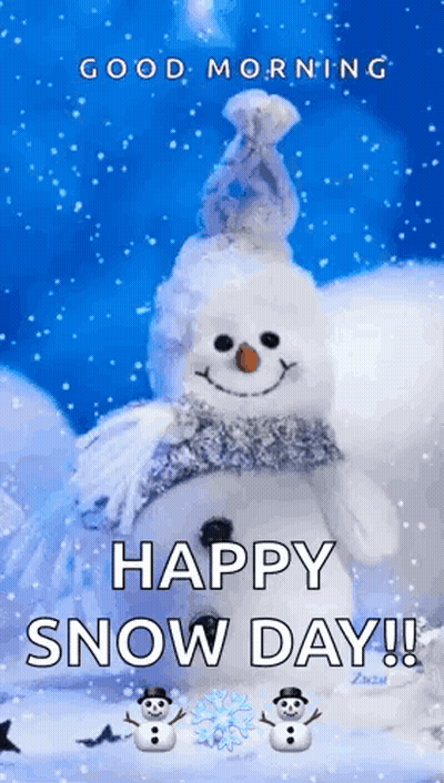 Happy Snow Day Greeting Card With Snowman GIF