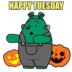 Happy Spooky Tuesday Bear Frankenstein GIF