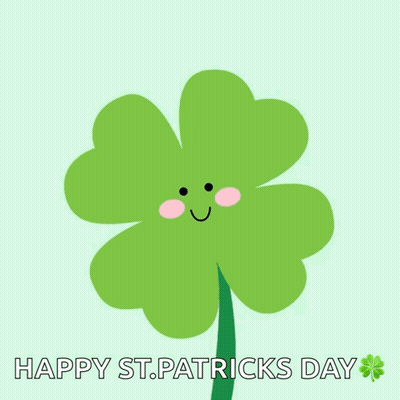 Happy St. Patrick's Day Clover Face GIF