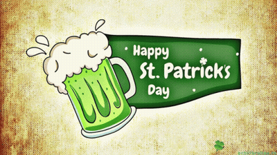 Happy St. Patrick's Day Sign With Green Mug GIF