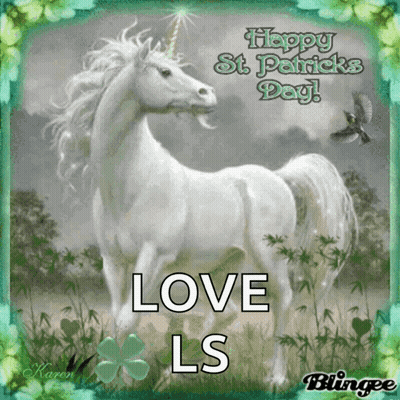 Happy St. Patrick's Day White Unicorn GIF