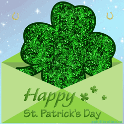 Happy St Patricks Day Clover Sparkles GIF