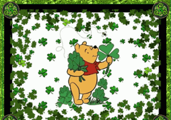 Happy St Patricks Day Pooh Clover GIF