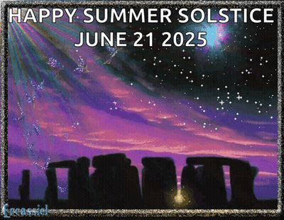 Happy Summer Solstice June 21 2025 Poster With Purple Sky GIF